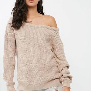 Missguided Off-Shoulder Beige Sweater